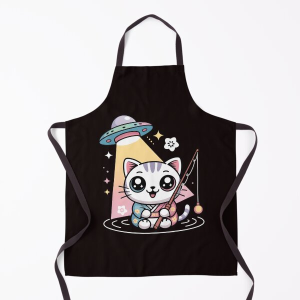 Item preview, Kawaii Fishing Cat Alien UFO Abduction – Japanese Cute Cat Sci-Fi Art designed and sold by Redgiant87x.