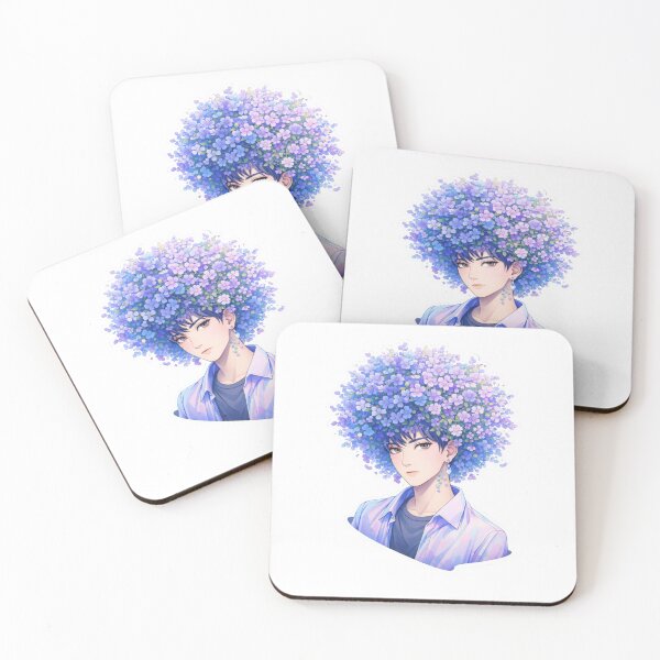Item preview, 3D Floral Boy Sticker | Pastel Flower Hair Aesthetic | Cute Pop-Out Art designed and sold by Gurjeetpixelart.