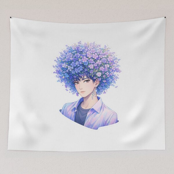 Item preview, 3D Floral Boy Sticker | Pastel Flower Hair Aesthetic | Cute Pop-Out Art designed and sold by Gurjeetpixelart.