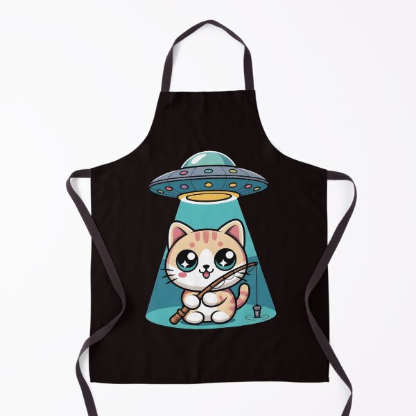 Item preview, Kawaii Fishing Cat Alien UFO Abduction – Anime Style Cute Cat Humor designed and sold by Redgiant87x.