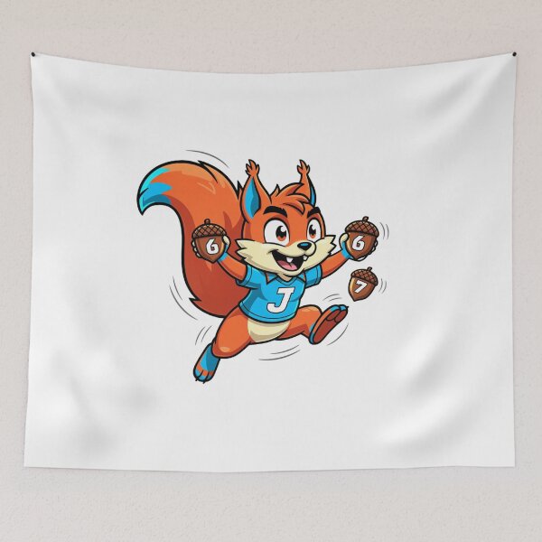 Item preview, Cute Squirrel Mascot Juggling Acorns – Lucky 67 Jersey designed and sold by w66aboo.