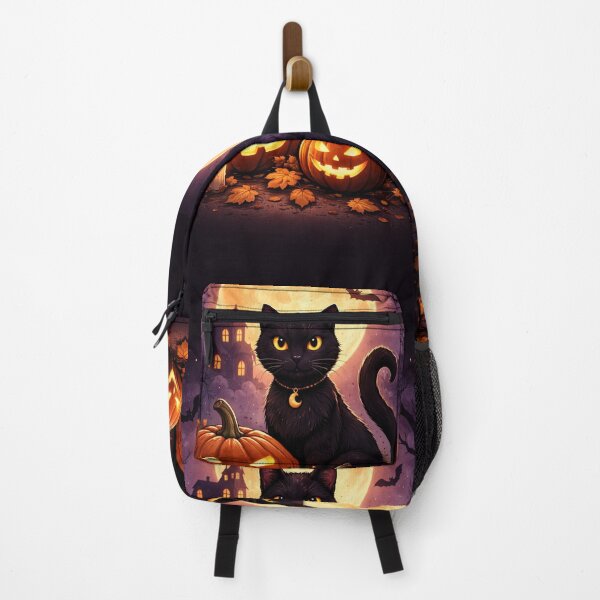 Item preview, Spooky Black Cat and Jack-o'-Lanterns designed and sold by RevieusaR.