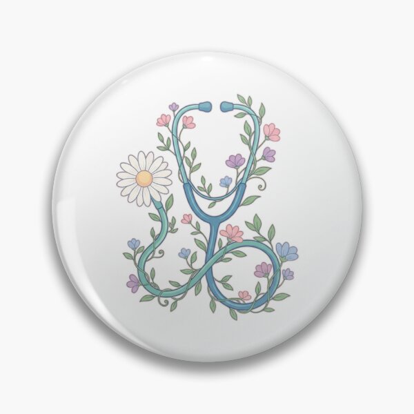 Aperçu de l'œuvre Stéthoscope floral, illustration esthétique de médecine botanique pour les professionnels de la santé créée et vendue par chattsuede.