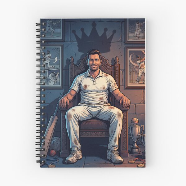 Item preview, Cricket King Cartoon Illustration – Travball Inspired Legendary Batsman Throne Art | Sports Champion Poster designed and sold by AbstractAuraArt.