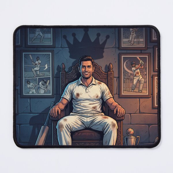 Item preview, Cricket King Cartoon Illustration – Travball Inspired Legendary Batsman Throne Art | Sports Champion Poster designed and sold by AbstractAuraArt.