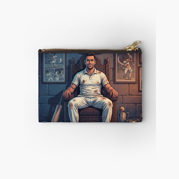 Item preview, Cricket King Cartoon Illustration – Travball Inspired Legendary Batsman Throne Art | Sports Champion Poster designed and sold by AbstractAuraArt.
