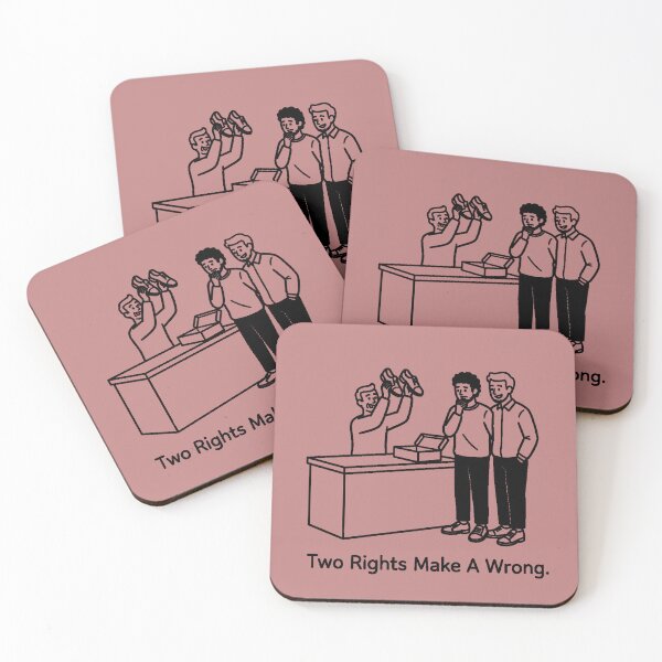 Item preview, Two Rights Make A Wrong – Funny Gay Couple Checkout Mix-Up (LGBTQ+ Line Art) designed and sold by Elando1212.