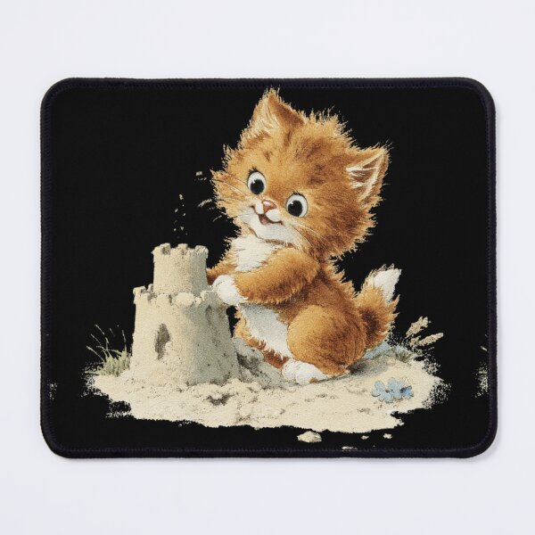 Item preview, Vintage kitten building a sandcastle designed and sold by MendaciousMina.
