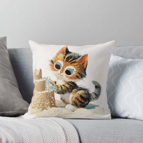 Item preview, Vintage kitten building a sandcastle designed and sold by MendaciousMina.