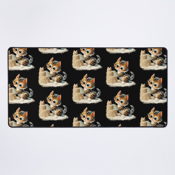 Item preview, Vintage kitten building a sandcastle designed and sold by MendaciousMina.