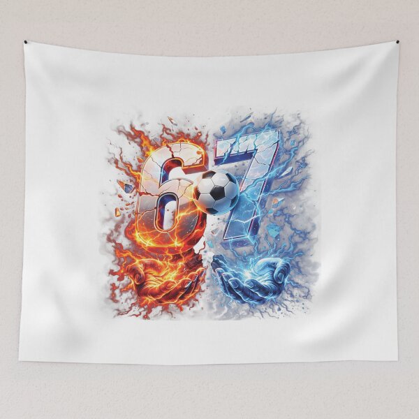 Item preview, 67 Meme Soccer T-Shirt, funny football score joke gift, viral sports meme graphic tee, fire vs ice soccer fan shirt designed and sold by JoyBoyStudio1.
