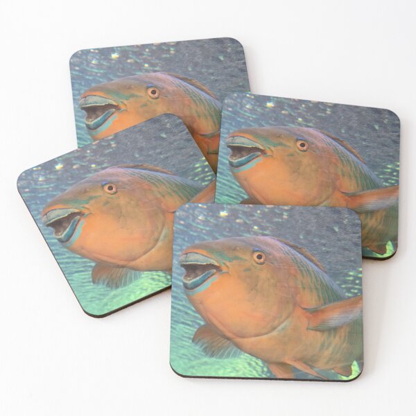 Item preview, Bright Colorful Parrot Fish in Sparkling Blue and Green Water designed and sold by CoastalCalmCo.