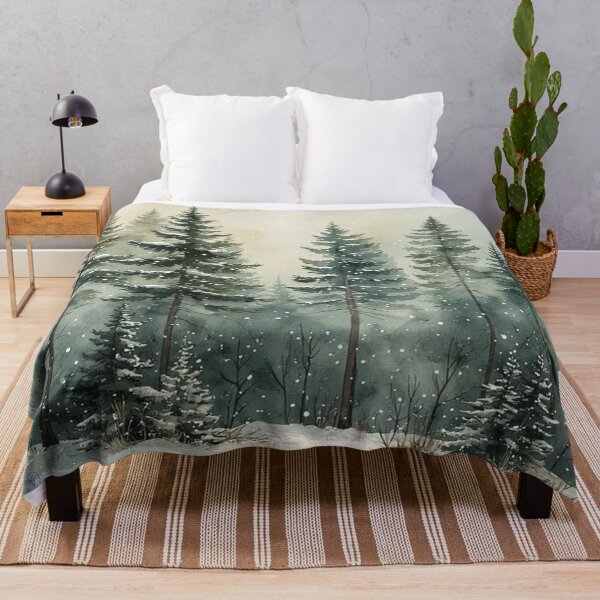 Item preview, Snowy Pine Forest – Calm Winter Watercolor Nature Art by NegarTv Designs designed and sold by NegarTv Designs.