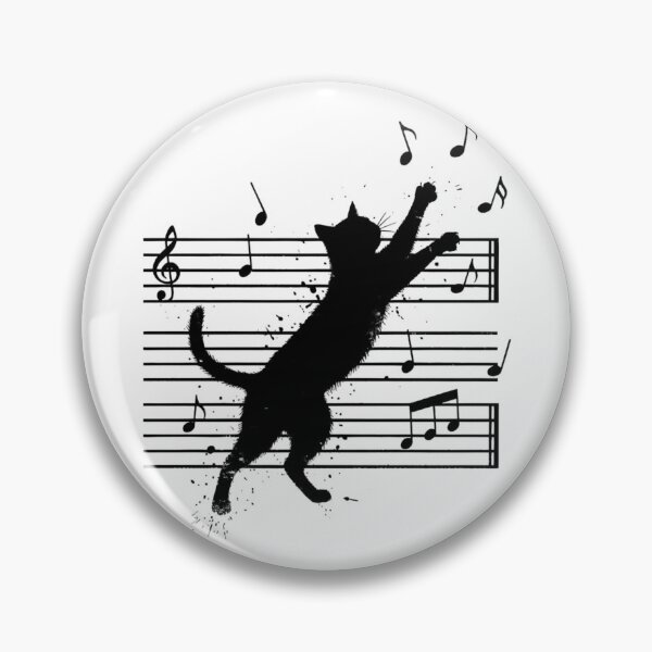 Item preview, Musical Cat Silhouette - Grunge Ink Staccato Jump designed and sold by MANA-Goods.