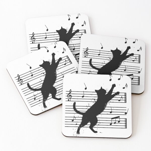 Item preview, Musical Cat Silhouette - Grunge Ink Staccato Jump designed and sold by MANA-Goods.