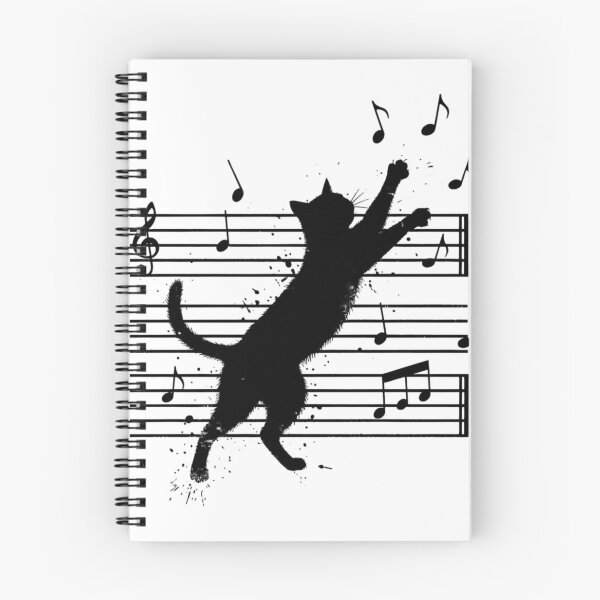 Item preview, Musical Cat Silhouette - Grunge Ink Staccato Jump designed and sold by MANA-Goods.
