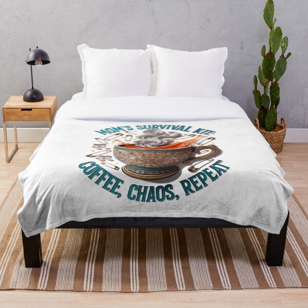 Aperçu de l'œuvre T-shirt « Kit de survie de maman » | T-shirt humoristique « Le chaos du café se répète » pour mamans créée et vendue par YMLux.