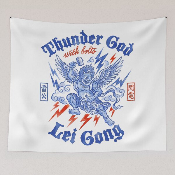 Item preview, Lei Gong Thunder God With Bolts Blue Gothic Tattoo Style designed and sold by zzz888.