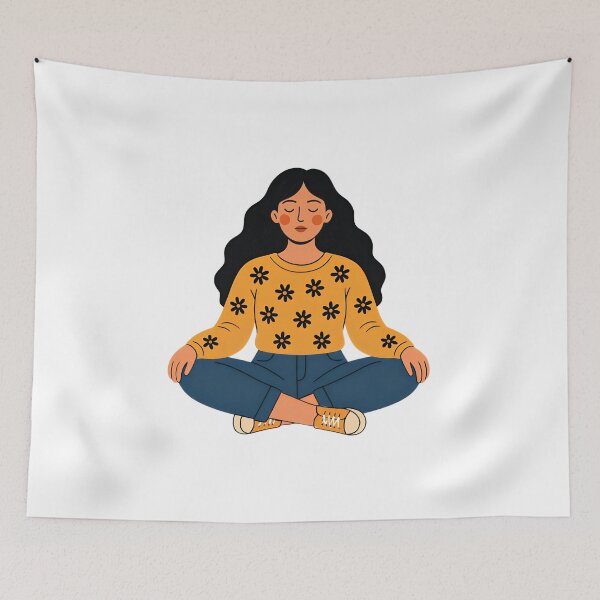 Item preview, Mindful Meditation Illustration Serene Calm designed and sold by Amr Siam.