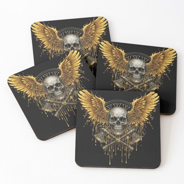 Item preview, KaviStarr Aurum Noir: Golden Wings of Anarchy - Skull & Axes designed and sold by KawisStarr.