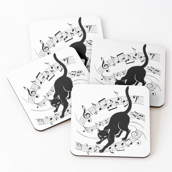 Item preview, Elegant Black Cat and Flowing Music Notes designed and sold by MANA-Goods.