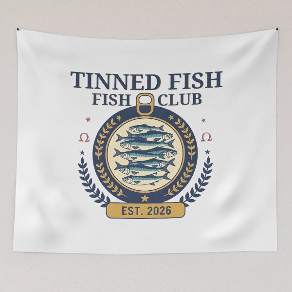 Item preview, Vintage Tinned Fish Club Retro Sardines Aesthetic Foodie Emblem designed and sold by ZuToMi.