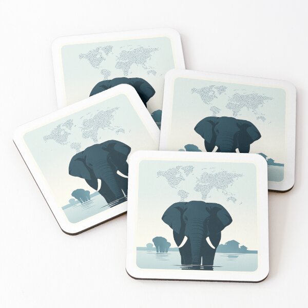 Item preview, Elephant World Map Illustration designed and sold by ESPACE109.
