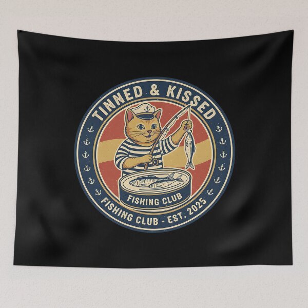 Item preview, Vintage Sailor Cat Tinned & Kissed Sardines Fishing Club designed and sold by ZuToMi.