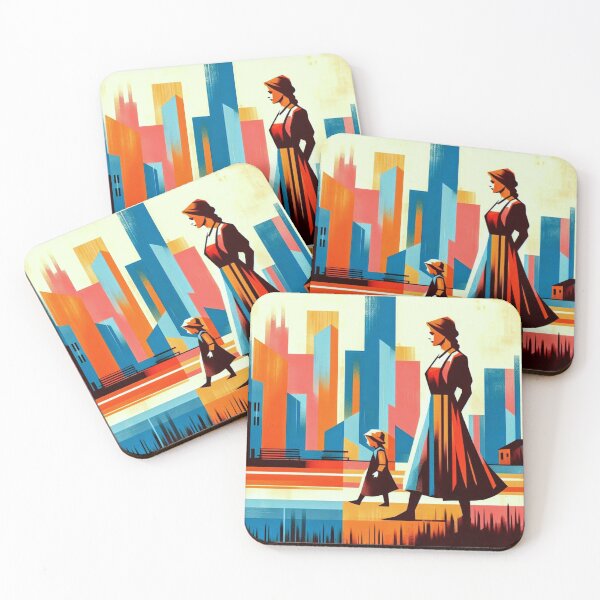 Item preview, Steps Through Tomorrow – Modern Abstract City Mother and Child designed and sold by Okmanoo.