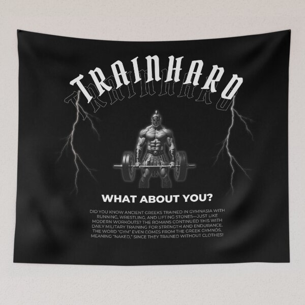 Item preview, Train Hard What About You – Spartan Warrior Gym Motivation Shirt designed and sold by TrainHardCo.