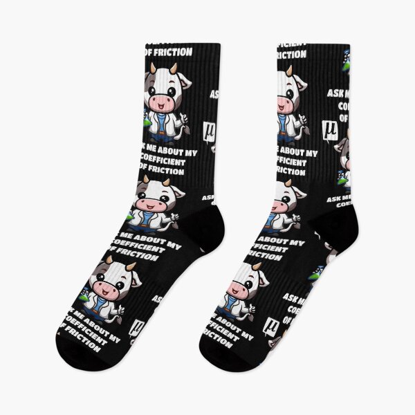 Item preview, Funny Nerdy Ask Me About My Coefficient of Friction Cow Scientist Says Mu Physics Teacher White Text designed and sold by MathWare MathClips.