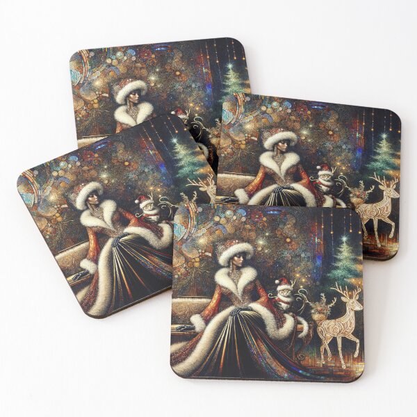 Item preview, Christmas Night in the Garden with a Feline Friend designed and sold by M-Y-A-R-T-.