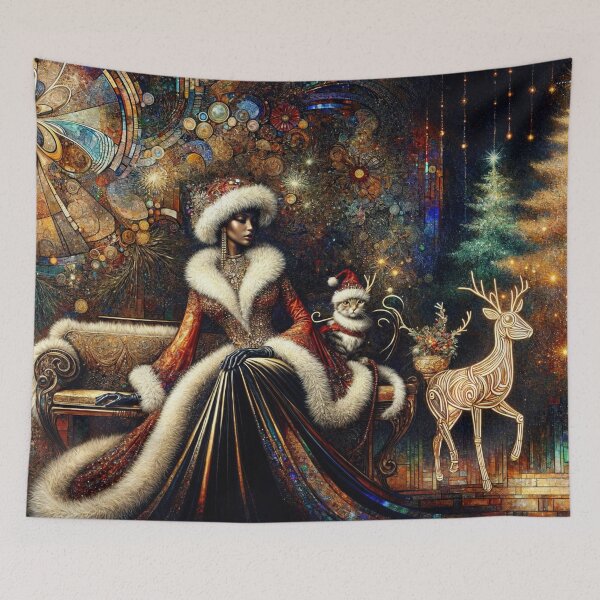 Item preview, Christmas Night in the Garden with a Feline Friend designed and sold by M-Y-A-R-T-.