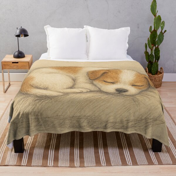 Item preview, Sleeping Puppy Sketch – Soft Vintage Pencil Drawing of a Cute Dog designed and sold by Gold Turtle Lina.