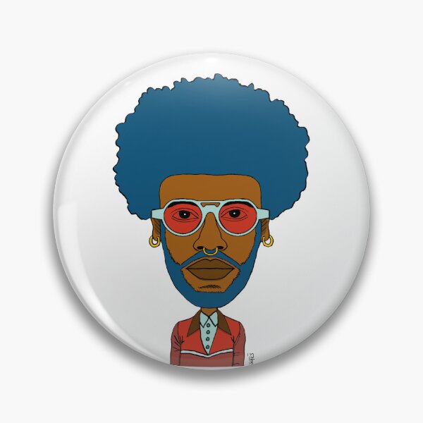 Item preview,  Illustration of a Black Queer Guy with blue afro hair, blue beard, blue glasses and nose piercing. designed and sold by Eric Sintès.