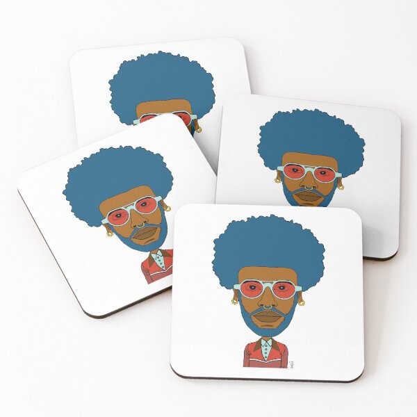 Item preview,  Illustration of a Black Queer Guy with blue afro hair, blue beard, blue glasses and nose piercing. designed and sold by Eric Sintès.