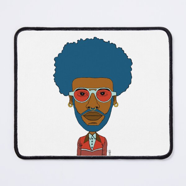 Item preview, Illustration of a Black Queer Guy with blue afro hair, blue beard, blue glasses and nose piercing. designed and sold by Eric Sintès.