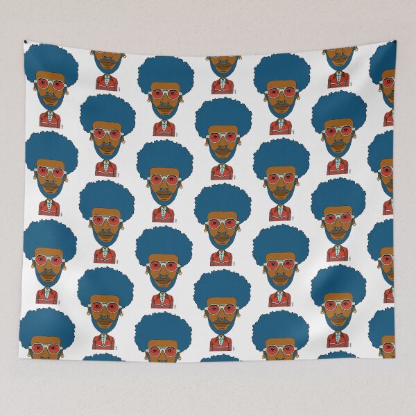 Item preview,  Illustration of a Black Queer Guy with blue afro hair, blue beard, blue glasses and nose piercing. designed and sold by Eric Sintès.