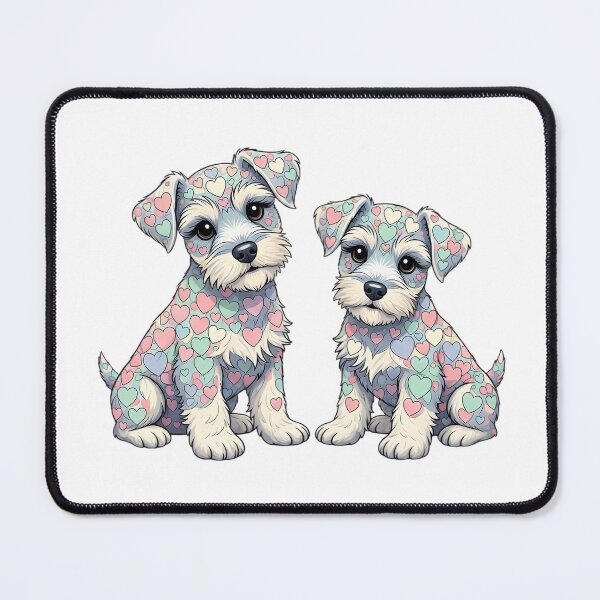 Item preview, Twin Schnauzer Puppies Heart Silhouette – Artistic Love Hearts Mosaic Dog Illustration designed and sold by VibranPalette.