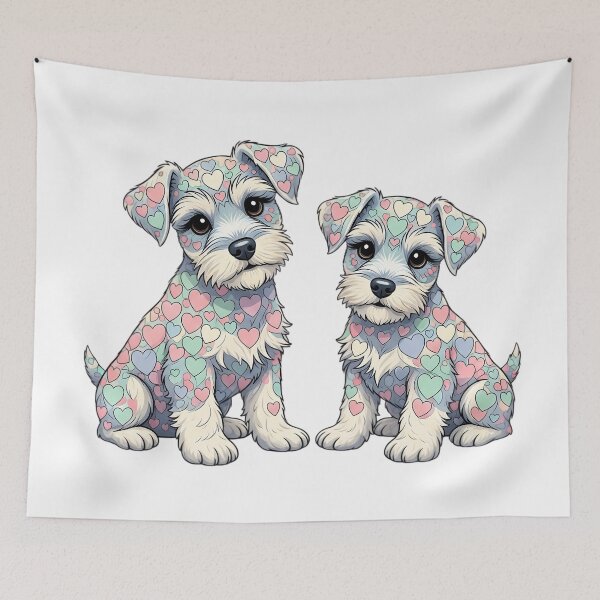 Item preview, Twin Schnauzer Puppies Heart Silhouette – Artistic Love Hearts Mosaic Dog Illustration designed and sold by VibranPalette.