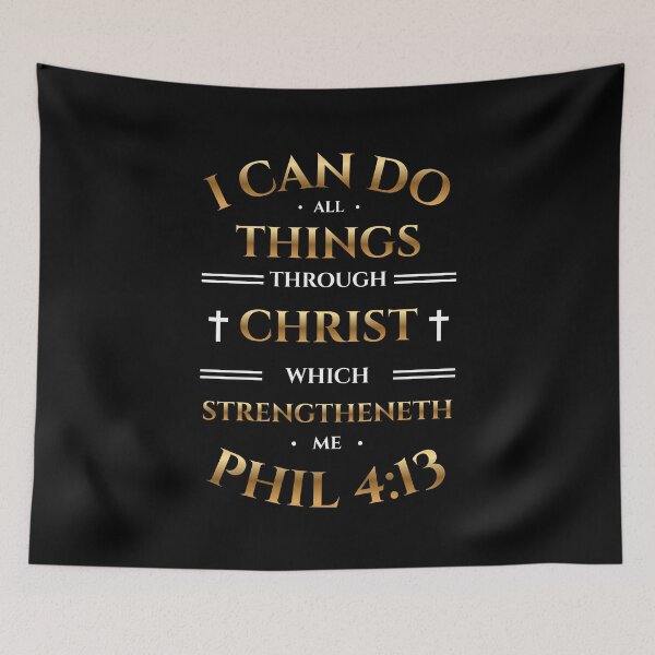 Item preview, Philippians 4:13 Bible Verse – Gold Christian Typography (KJV) designed and sold by Clothed in Scripture.