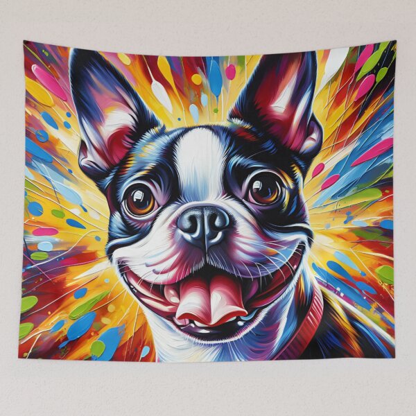 Item preview, Boston Terrier Dog Portrait Acrylic Art Print Pet Portrait Gift for Boston Lovers designed and sold by Puppy Puzzles Plus.