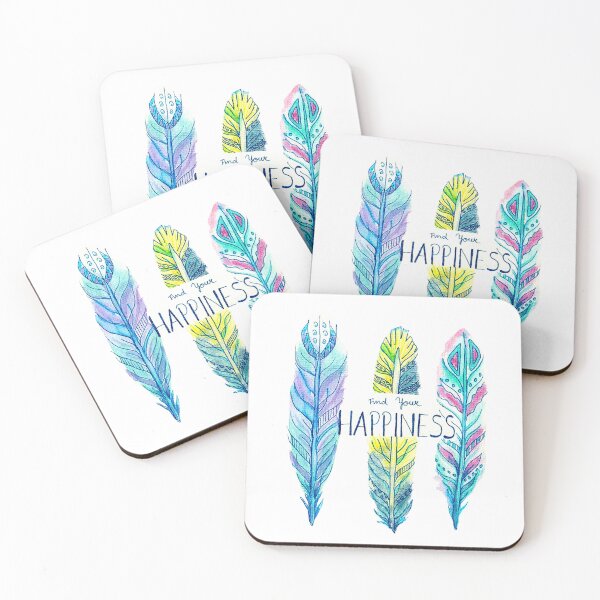 Item preview, Find your Happiness Feathers Blue designed and sold by AnjaLiaDesigns.