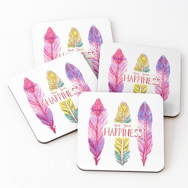Item preview, Find your Happiness Feathers Red designed and sold by AnjaLiaDesigns.