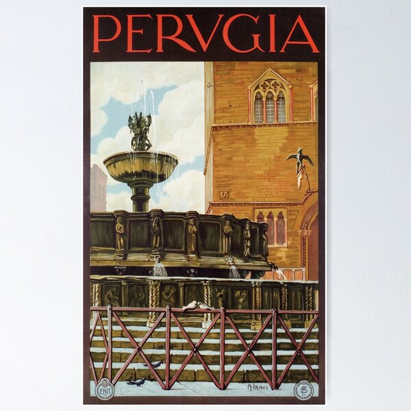 Item preview, Vintage Italian travel ad Perugia designed and sold by aapshop.