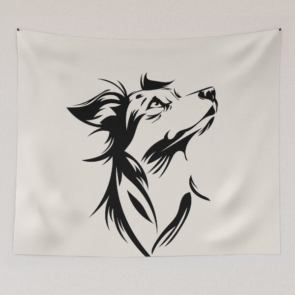Item preview, Australian Shepherd Line Art Portrait, Minimal Black Dog designed and sold by DoodleMoodSpace.