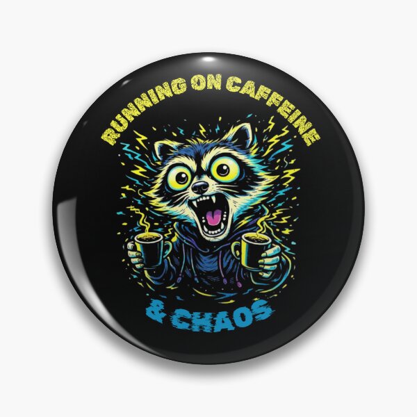 Item preview, Running on Caffeine and Chaos - Funny Electric Raccoon designed and sold by JakubDesigns89.