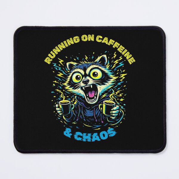 Item preview, Running on Caffeine and Chaos - Funny Electric Raccoon designed and sold by JakubDesigns89.