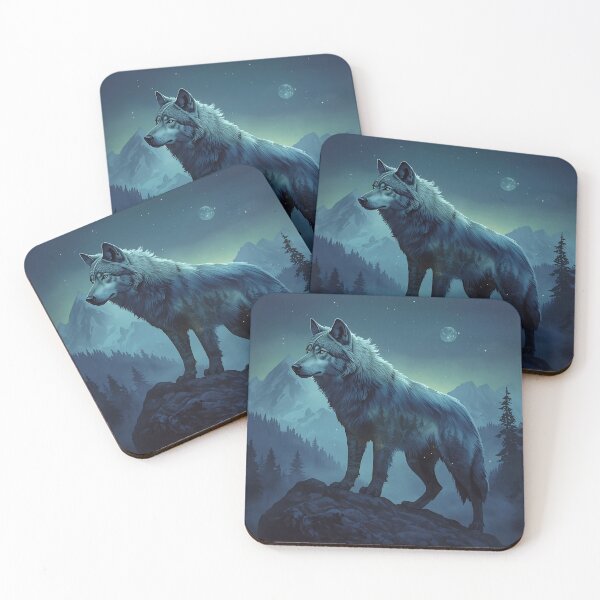 Item preview, Mystical Wolf Mountain - Ethereal Night Transformation Art designed and sold by Etch Safwat.
