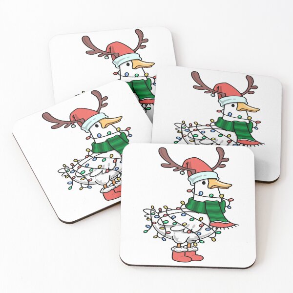 Item preview, Cute Christmas Duck Wearing Santa Hat and Reindeer Antlers – Funny Holiday Cartoon Design designed and sold by ZYNORAworld.
